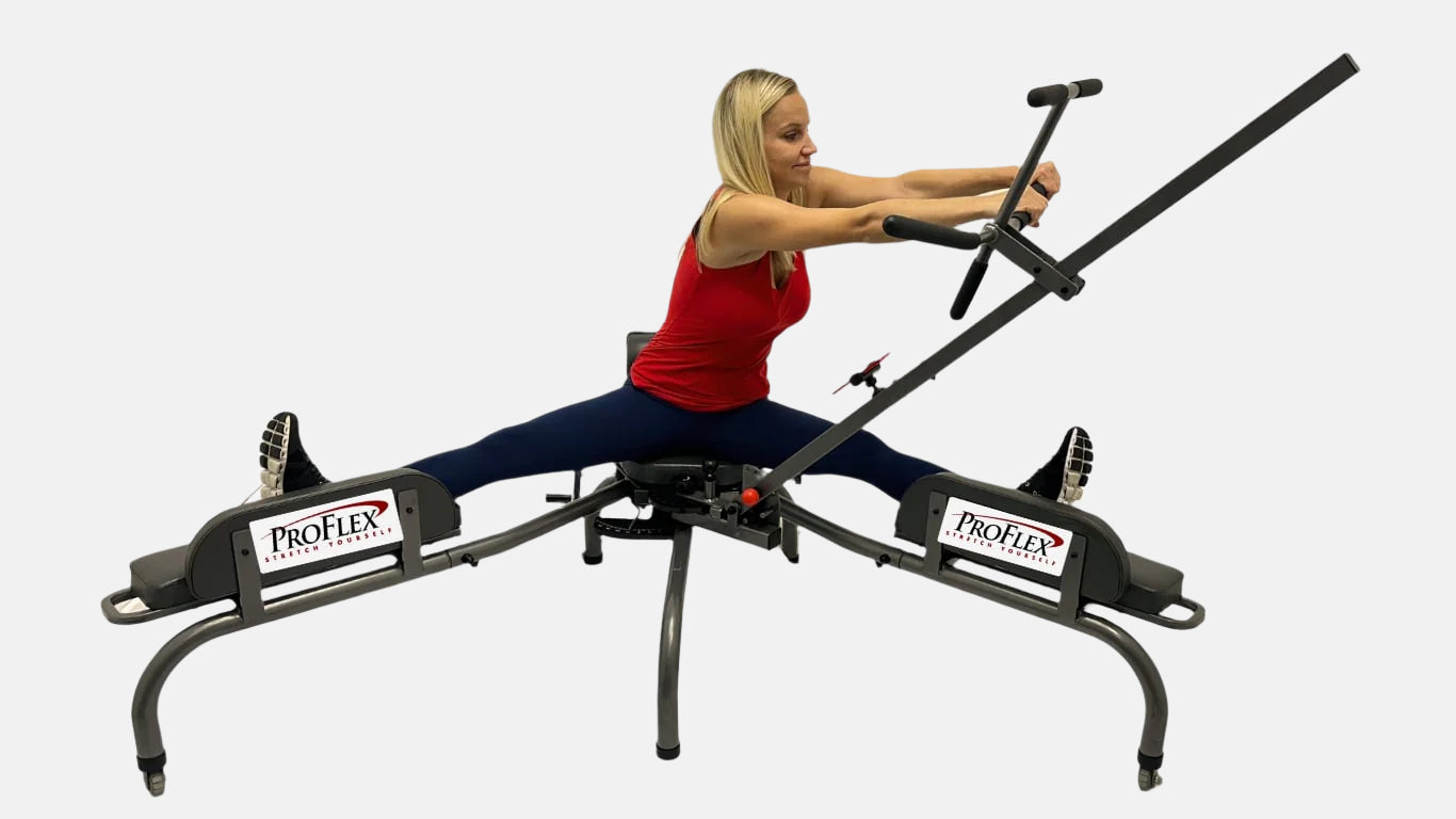 Stretches the adductors, hips, lower back stretching, upper back flexibility