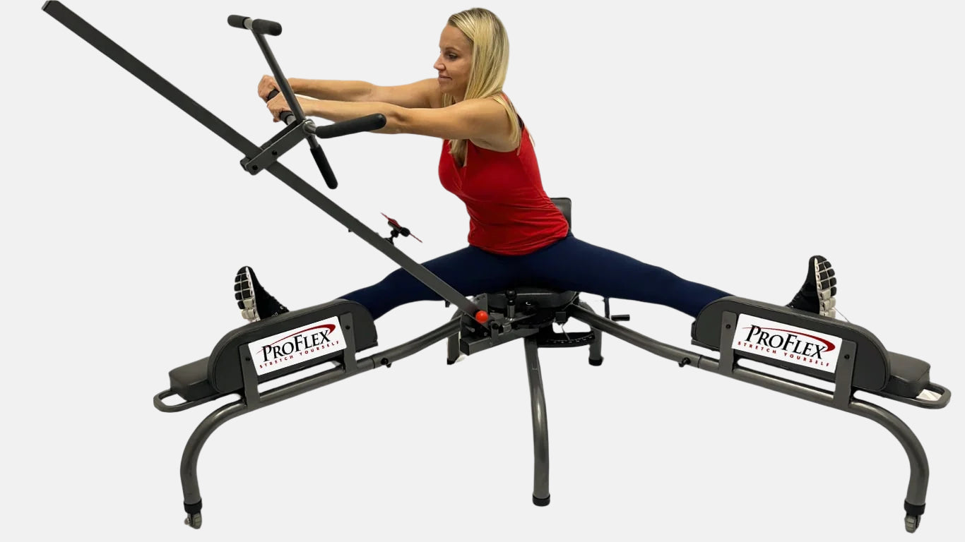 Isolates the groin, hamstring flexibility, hip stretching, torso rotation, Lats and rear shoulders